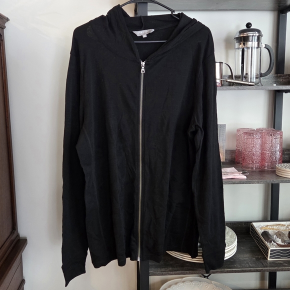 Unbound Merino Other - 100% Merino Wool Beautiful Unbound XL Black Zip-Up Hoodie NWOT no Pockets